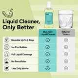 Liquid Cleaner, Only Better — comparison chart against retainer tablets
