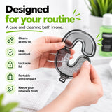 Retainer case and cleaning bath in one, leak resistant with lockable lid